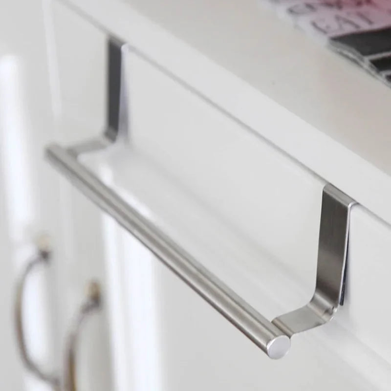 Toalleros de 2 tamaños sobre la puerta del armario de cocina, toallero, soporte colgante para barra, estante de baño, organizador para el hogar, gancho de pared largo