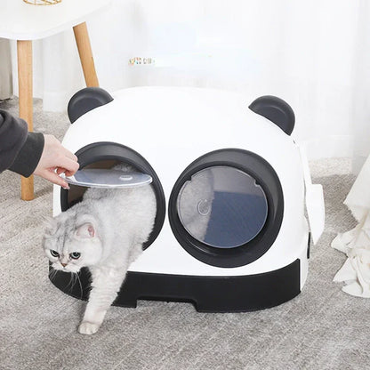 Huge Cute Cat Litter Box Plastic Enclosure Design Portable Enclosure Closed Cats Toilet House Cove Tray Areneros Gatos Pet Items