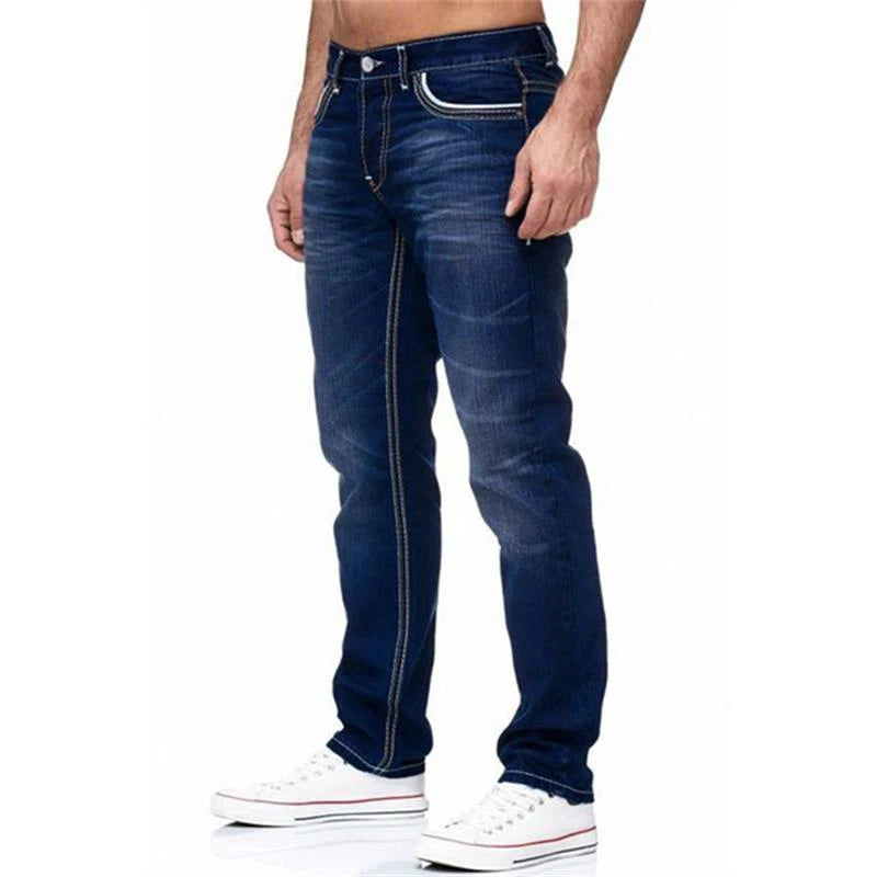 Straight Jeans Men Washed No Hole Jeans Spring Summer Boyfriend Jeans Streetwear Loose Casual Designer Long Denim Pants Trousers