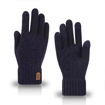 New Men's Warm Gloves Winter Touch Screen Plus Fleece Gloves Cold Warm Wool Knitted Gloves