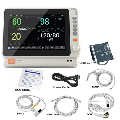 7/ 8/10 inch Screen Newborn adult/Vet use portable 6-parameter patient monitor vital signs monitor ECG/NIBP/PR/SPO2/RESP/TEMP