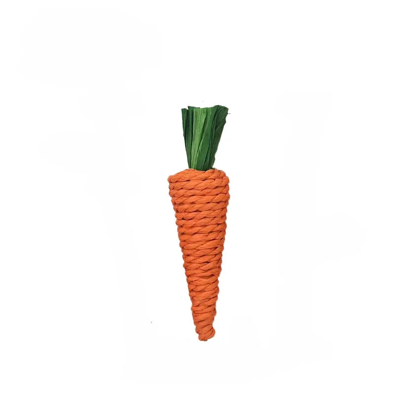 Small Animal Chewing Toys Carrot Eggplant Corn Plant Woven Toy for Rabbit Bunnies Hamster Molars Sticks Pet Toys Pet Accessories