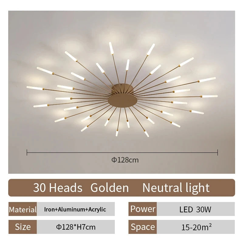Lámpara de techo LED moderna para sala de estar, comedor, dormitorio, diseño de fuegos artificiales nórdicos, decoración del hogar, iluminación interior