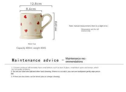 Heart-shaped Ceramic Dinnerware Set, Dinner Plate, Rice Salad Bowl, Coffee Mug, Japanese Love, Warm Gift for Valentine day
