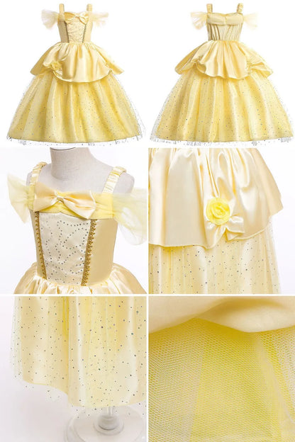 Girls Birthday Party Costumes Kids Belle Dress Up Beauty and The Beast Costume Princess Dress Baby Christmas Halloween Costume