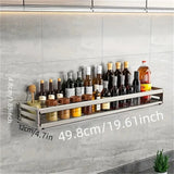 YMOLGA 1/2pcs Aluminum Wall-Mounted Spice Rack Multifunctional Item Shelf Kitchen Tools Hooks Kitchen Condiment Storage Rack