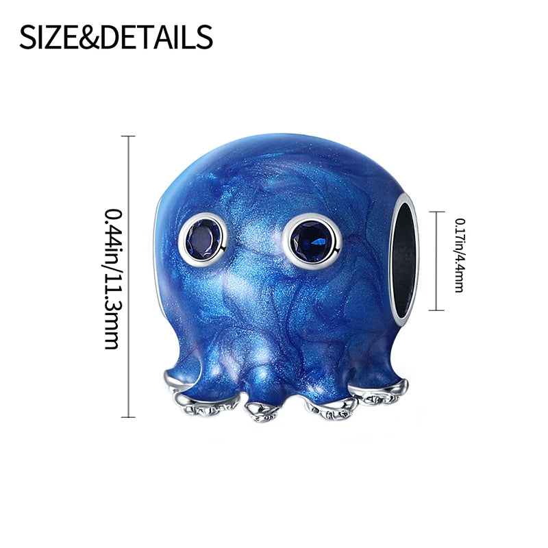 Ocean Series - Original Genuine 925 Sterling Silver Turtle Crab Mermaid Charm Beads Suitable for 3mm Bracelet DIY Making Pendant
