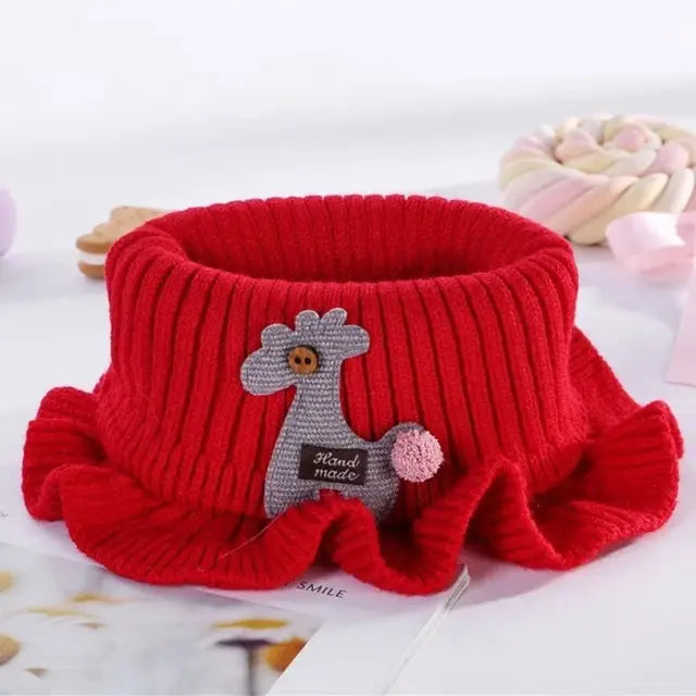 Baby Cartoon Knitted Scarves, Children's Wool Scarf, Outdoor Scarves, Warm Scarves, Multiple Olors, Ruffle Neck, High Quality 