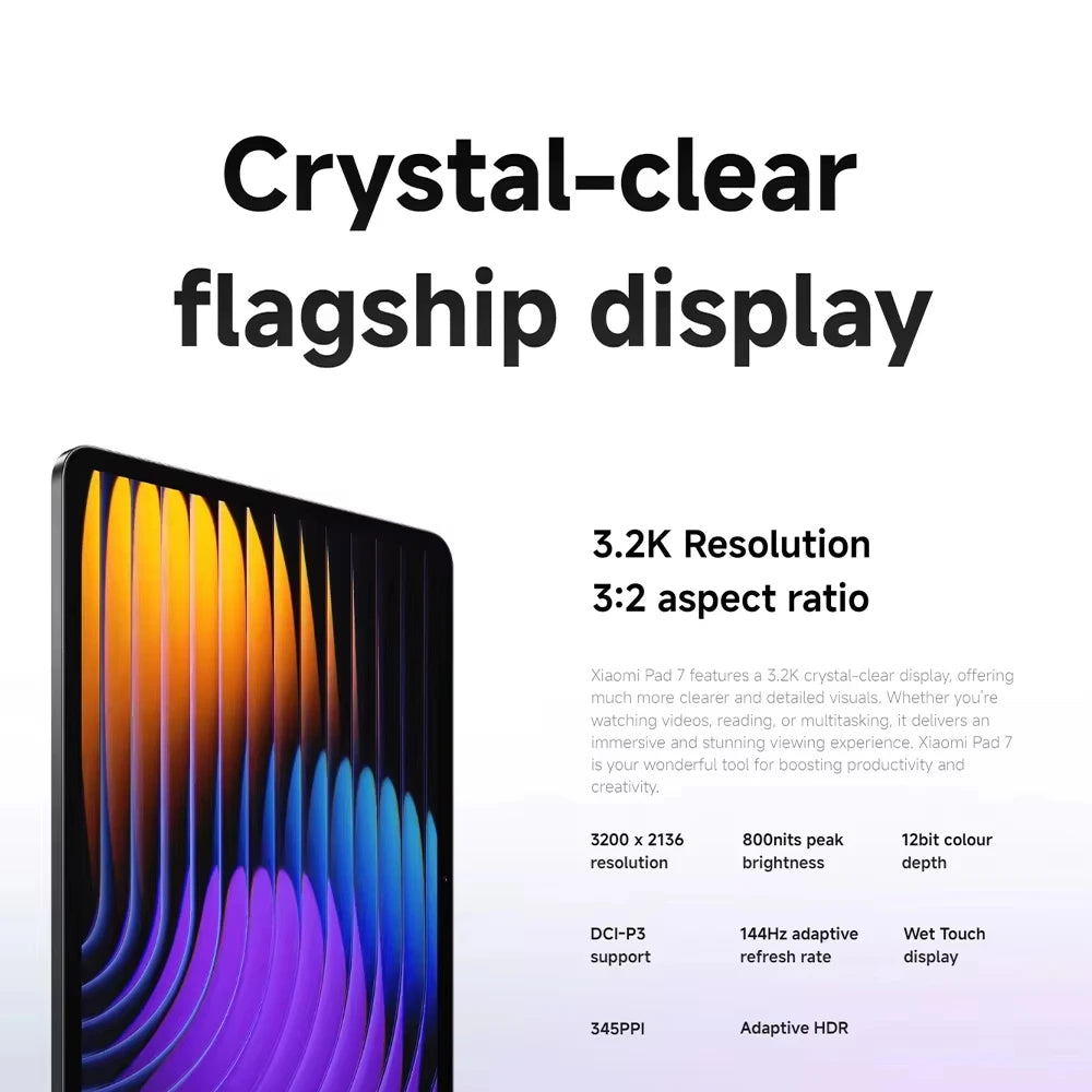 Tablet Xiaomi Pad 7 Versão Global 11.2" 3.2K 144Hz - Snapdragon 7+ Gen 3 | Bateria 8850mAh & Câmara 13MP