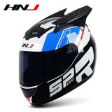 HNJ Men Motorcycle Helmet Women Full Face Helmet Riding Personality Horn Pink Helmet DOT Certification Motorcycle Helmet