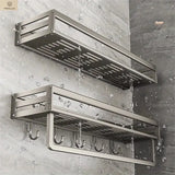 YMOLGA 1/2pcs Aluminum Wall-Mounted Spice Rack Multifunctional Item Shelf Kitchen Tools Hooks Kitchen Condiment Storage Rack