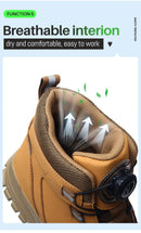 Rotating Button Work Shoes for Men Anti Puncture Work Sneakers Waterproof Work Safety Shoes Non Slip Steel Toe Tactical Boots