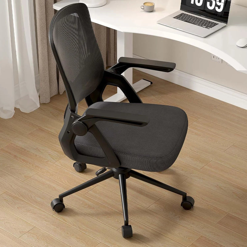 Naspaluro Office Chair Ergonomic Mesh Flip-Up Arms Gaming Chair with Mid Back Cushion Lumbar Support for Home Bedroom Working