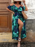 Plus Size Women's Summer Casual Vacation Dress Luxury Floral Print Off the Shoulder Slip Dresses Curve Clothing