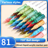 9pcs/Box MIX Color Acrylic Markers Set Kids Gift Art Rock Painting Pens Graffiti For Stone Glass Book Shoes DIY Craft Supplies