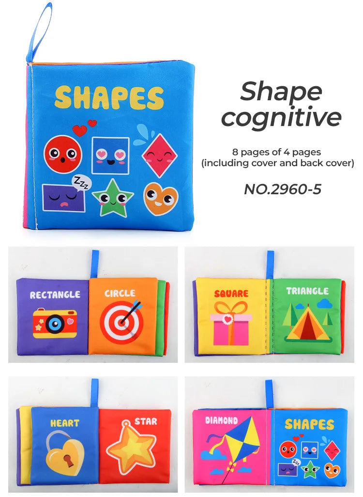 4 Pages Enlightenment Early Learning Books Children Black and White Cloth Book for Kids Montessori Educational Toys