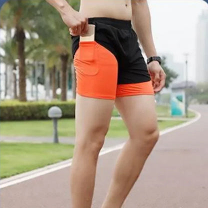 Pantalones cortos de entrenamiento físico para hombre, 2 en 1, de verano, de secado rápido, para gimnasio, playa, correr, de dos niveles, ropa deportiva para exteriores, novedad de 2024