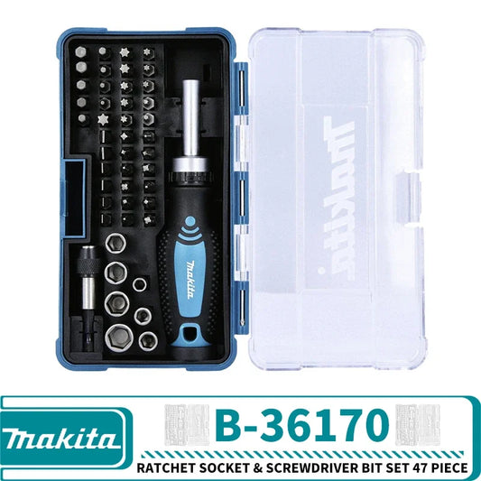 Makita Ratchet Socket Screwdriver Bit Set, Hand Tools, B-36170, 47 Pcs