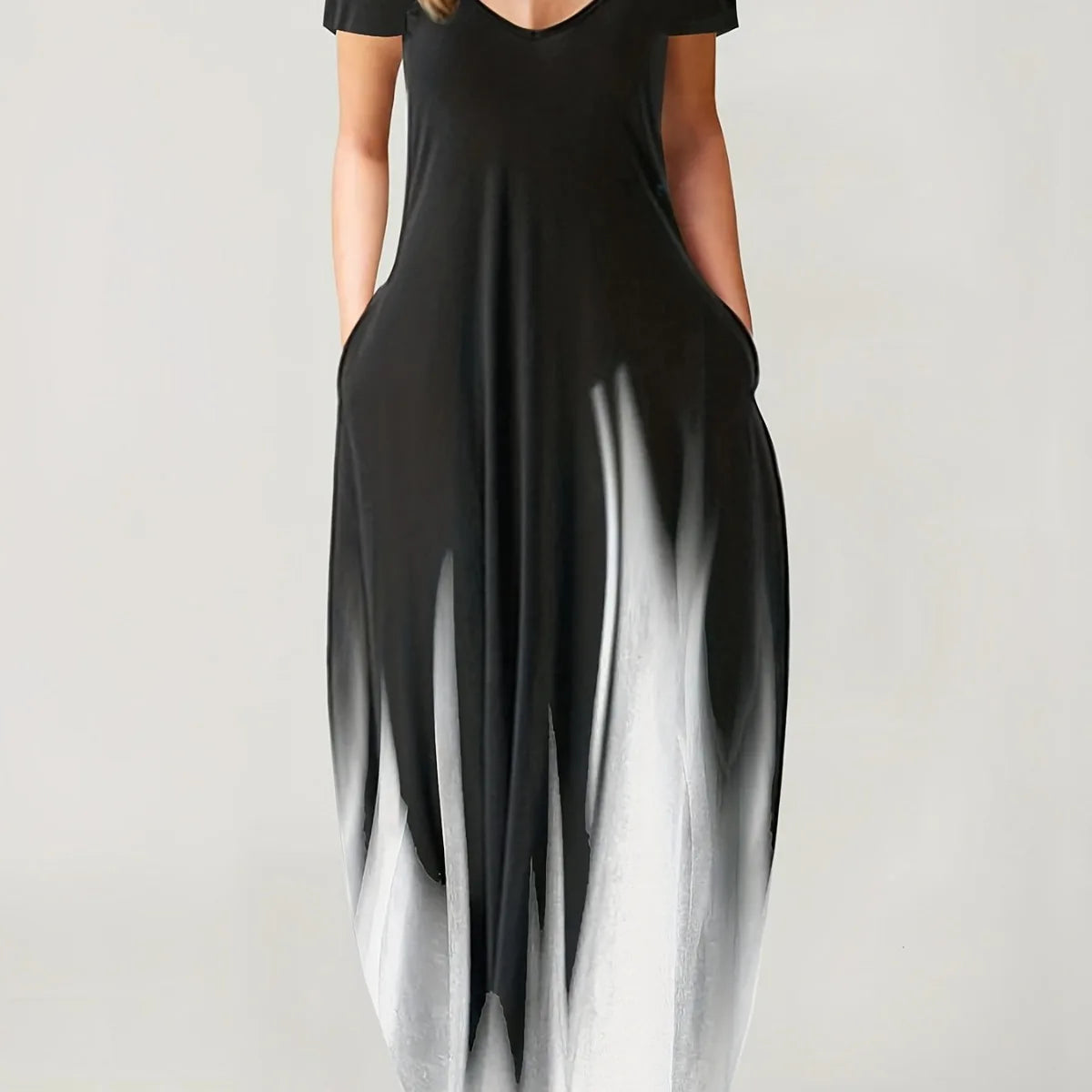 Feminino 1xl-5xl plus size novo verão solto impressão casual sexy vestido feminino bolso vestido longo mostra charme pessoal