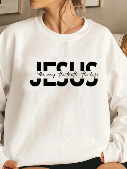 The Way The Truth The Life Printed Jesus Designed Hooded Sweatshirts for Women Religious Hoodies Christian Gifts Sweatshirts