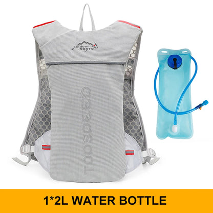 Mochila ultraligera de 5 l para correr en senderos al aire libre, chaleco de hidratación para correr, bolsa transpirable para ciclismo de maratón, botella de agua de 500 ml.