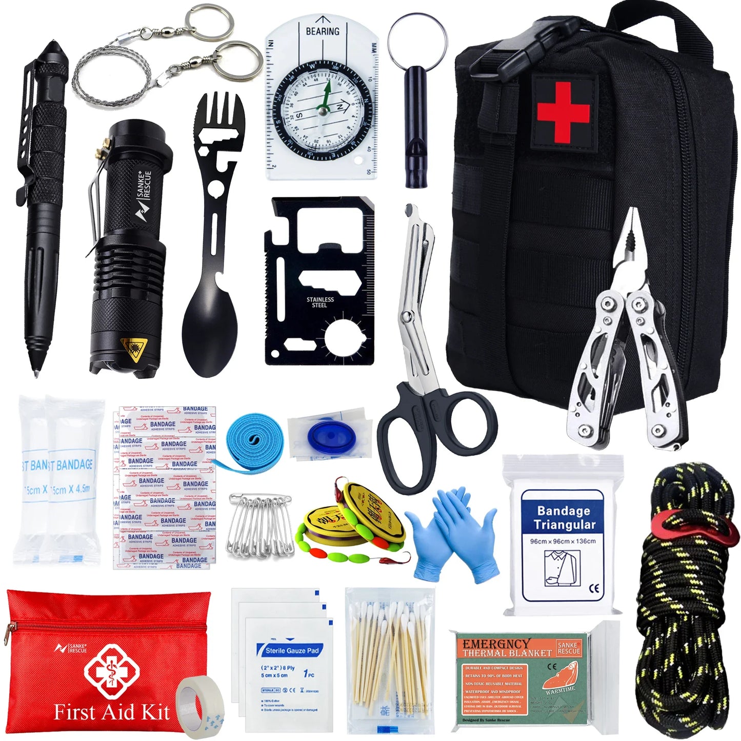 Kit de primeros auxilios táctico para coche, accesorios para supervivencia, equipo de acampada, maletín médico, bolsa EDC de autodefensa ifak
