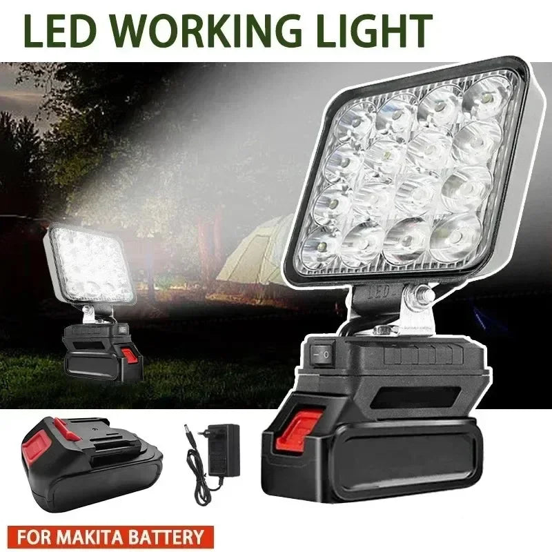 Luz LED para batería Makita de 4 pulgadas, foco portátil inalámbrico para trabajo al aire libre, pesca, herramienta de emergencia de mano 