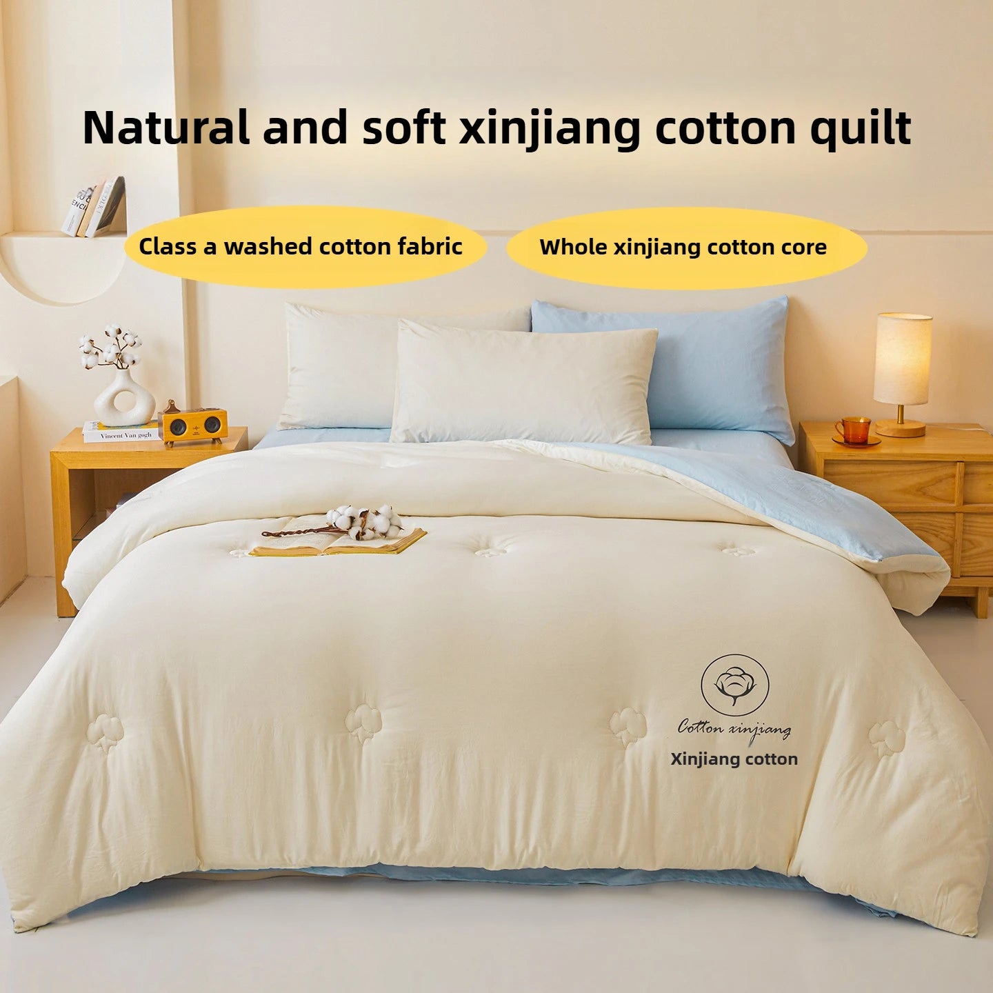 100% Cotton Filled Super Soft Autumn Winter Quilt Lightweight Fluffy Warm Duvets Core Grade A Comfort Quilted Double Comforter