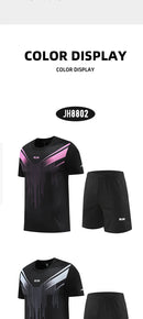 Fitness Clothes Ice Silk Quick Drying T-shirt Suit Men Short Sleeve Running Sportswear Shorts Tracksuit Gym Sports Training Sets