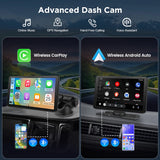 Junsun 9 inch Car DVR 4K Dash Cam Wireless Carplay for Apple Android Auto Dual Lens Video Recorder Dashboard Monitor FM BT AUX