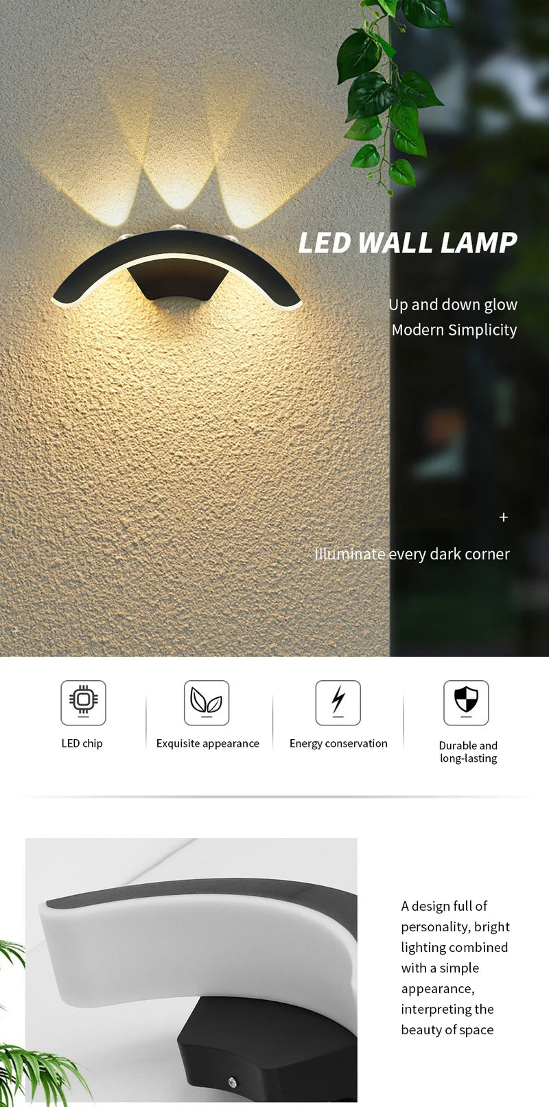 Waterproof IP66 Outdoor Wall Light 10W LED Wall Lamp Sconce Balcony Garden Decoration Lighting Lamp AC110V 220V