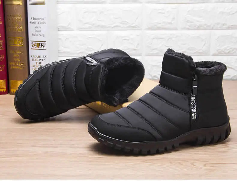 Botas de nieve de invierno para hombre, zapatos impermeables con doble cremallera, botas de lluvia, botas de pesca de invierno, zapatero de invierno, botas para hombre