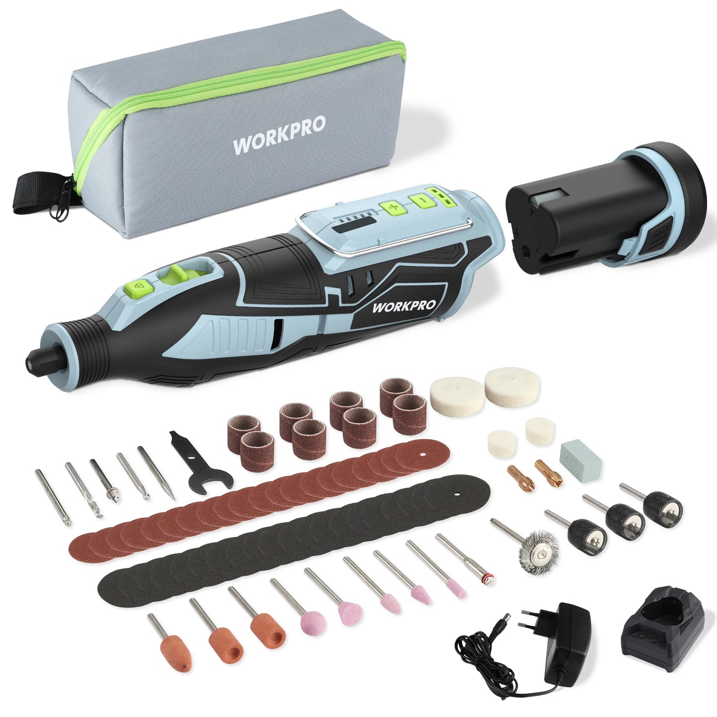 WORKPRO 12V Cordless Rotary Tool With Charger 5-speed 2.0Ah Mini Electric Grinder Machine Polishing Tools  & 114 Accessories