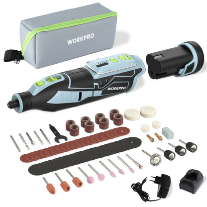 WORKPRO 12V Cordless Rotary Tool With Charger 5-speed 2.0Ah Mini Electric Grinder Machine Polishing Tools  & 114 Accessories
