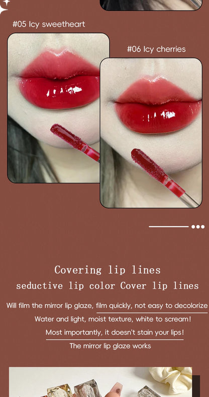 Brillo de labios de larga duración, hidratante, fácil de teñir, resistente al agua, efecto espejo, cristal de agua, brillo de labios, color transparente, cosméticos