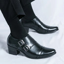 Fashion Buckle Leather Shoes For Men Big Size 46 Pointed Dress Shoes Man Quality Bussiness High Heels Shoes Man chaussure hommes