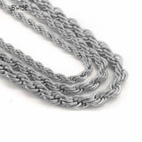 Bwise 3/4mm 316L Rope Chain Necklace Stainless Steel Never Fade Choker Waterproof Men Women Jewelry Gold Color Chains Gift