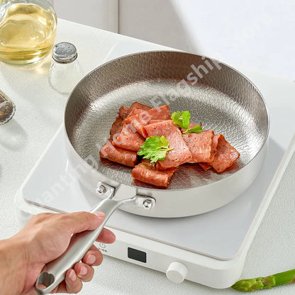 Titanium Stainless Steel Frying Pan Nonstick Wok Uncoated Pot Egg Steak Skillet Home Induction Cooker Gas Stove Kitchen Cookware