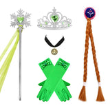 Girls Party Elegant Dresses Anna Princess Girl Cosplay Costume Dark Green Dress With Cloak Carnival Party Kids Birthday Clothes