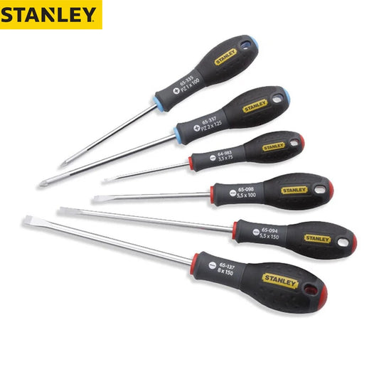 STANLEY Slotted Screwdriver Set with large diameter handle, reinforced tool holder, comfortable grip and durability, 65-428-14 meters