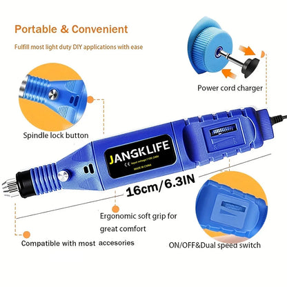 9V Mini Drill Electric Carving Pen Variable Speed Rotary Tools Kit Engraver for Grinding Polishing