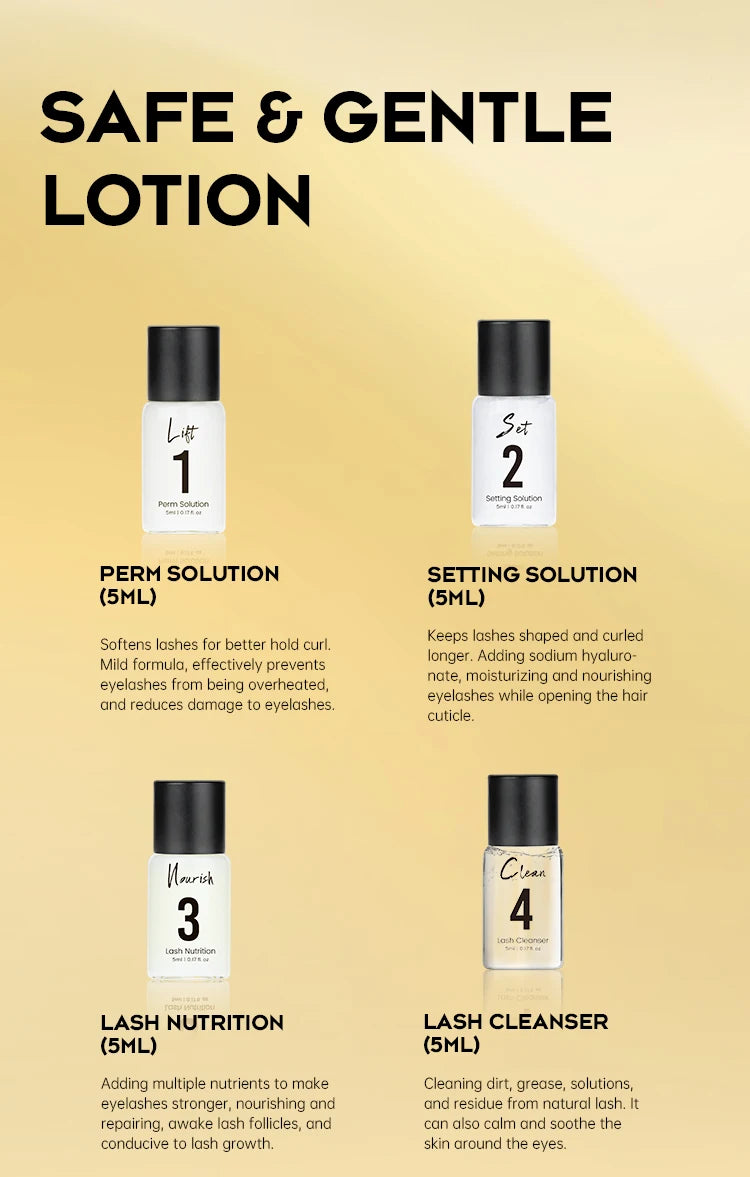 Gollee Eyelash Lifting Perm kit Natural Lashes Enhancer Long Lasting 4-6 weeks Black Lash Brow Tinting Perm Professional Makeup