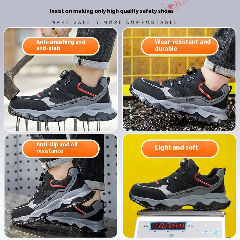 Anti-Piercing Steel Toe Safety Shoes, Certified Work Boots, Oilproof Slip Resistant for Construction & Industrial Shoes for Men
