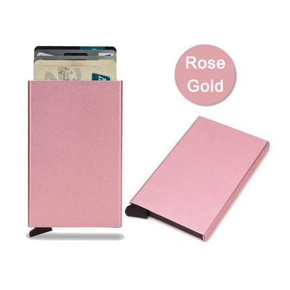 Tarjetero RFID de aluminio metálico, minibilleteras minimalistas y delgadas para hombre y mujer, tarjetero de negocios para hombre y mujer