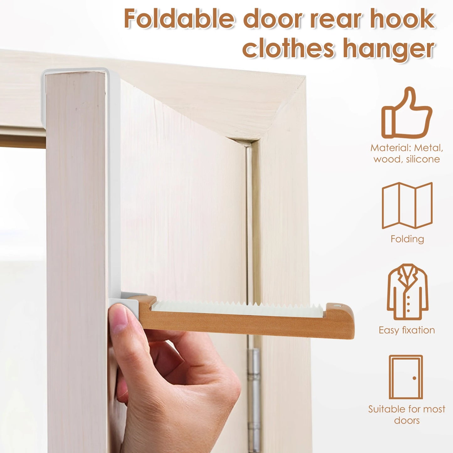 Tendedero plegable para puerta, 2 unidades, portátil, para colgar en la parte trasera de la puerta, para colgar toallas y abrigos, ideal para armario o lavandería.