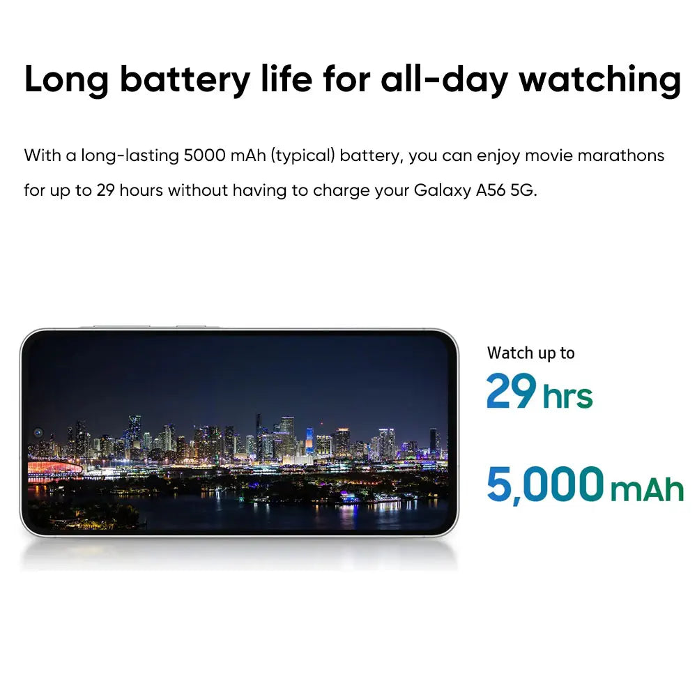 100% Original New Samsung Galaxy A56 5G Smartphone Exynos 1580 6.7" Super AMOLED 120Hz Display 50MP Camera 5000mAh 45W Charge