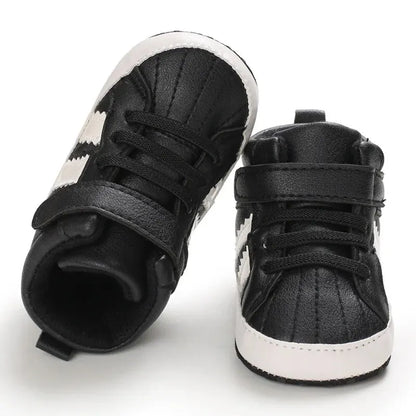 Meckior - Zapatillas altas para bebés, niños y niñas, suela suave antideslizante, zapatos para primeros pasos de cuna, 0-18 meses