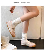 Women Flats Bow Ballet Dance Mary Jane Shoes Summer Sandals 2024 Fashion New Brand Dress Designer Casual Shallow Zapatos Mujer
