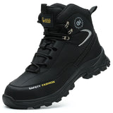 Rotary Buckle Men's Work Boots Safety Steel Toe Indestructible Shoes Anti-smash Puncture-Proof Work Shoes 38-47