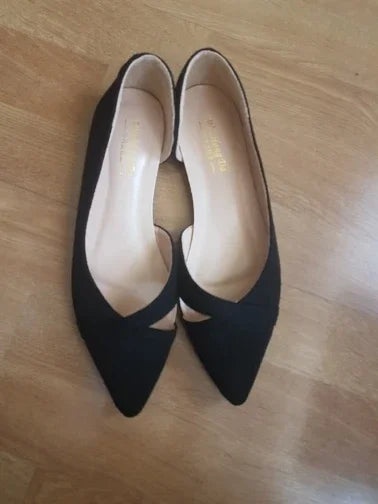 Women Flats Pink Black Pure Color Plus Small Size 33 34 Large 41 42 43 44 Suede Leather Pointed Toe Office Lady Flat Heel Shoes